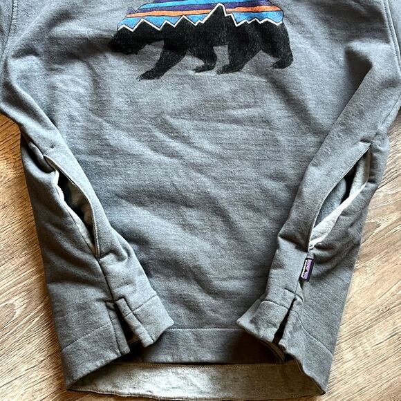 Patagonia Uprisal Hoodie Gray CA Fitz Roy Bear Long Sleeve Pullover Womens Small - Picture 4 of 8